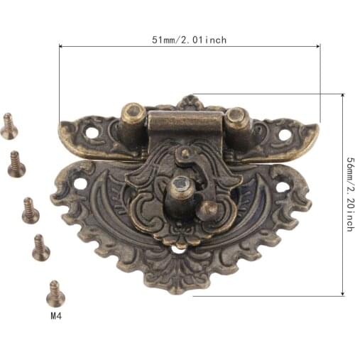 50*56m Antique Latches Catches Zinc Alloy Hasps Clasp Buckles Small Lock for Jewelry Wood Box Suitcase Furniture Hardware