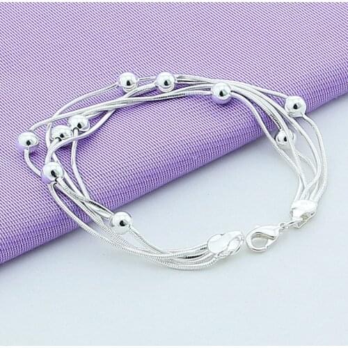 2020 New 925 Silver Multi-Line Round Ball Bracelet for Women Girl Jewelry Brincos