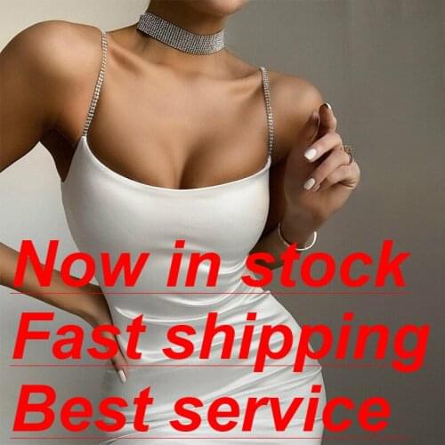Women Sexy Spaghetti Strap Sleeveless Backless Solid Color Bodycon Dress Summer FashionClub Mini Party Dress