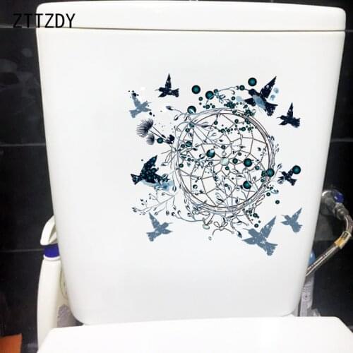 ZTTZDY 21.5×22.6CM Modern Art Stitching Bird Ring Living Room Wall Decoration Personality Toilet WC Stickers T2-1089