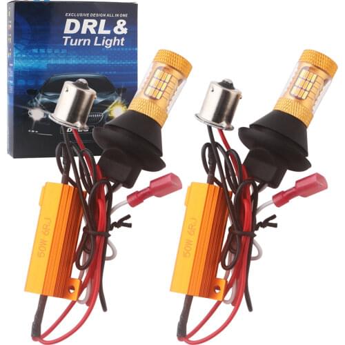 1Set LED Canbus Car Light P21W BA15S DRL Turn Signal Bulbs py21w BAU15S Dual Color 7507 Switchback W21W 7440 54SMD No Hyperflash