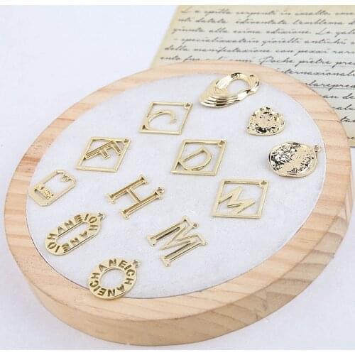 10pcs Best Selling Alloy Irregular Hollow Geometric Love Circle Letter Pendant Earrings For Women Material Jewelry Accessories