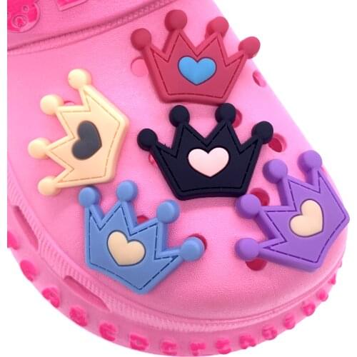 10PCS Colorful Cartoon Imperial Crown Kids X-mas Gifts Shoes Charms PVC Soft Accessories For Croc Jibz Decoration Buckle