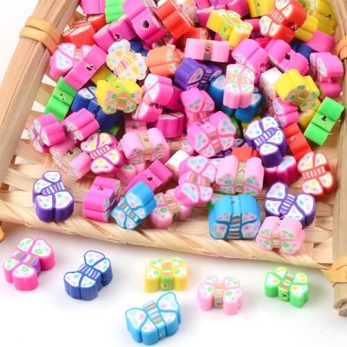 30pcs10mm Beautiful Butterfly Shape Polymer Spacer Loose Clay Beads for Jewelry Making Bracelet DIY Accessories