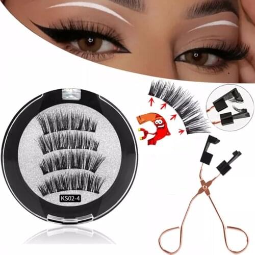 Magnetic Eyelashes With 4 Magnetic Lashes 3D False Natural For Mink Eye Lashes Extension Reusable Faux Cils Magnetique Tweezers