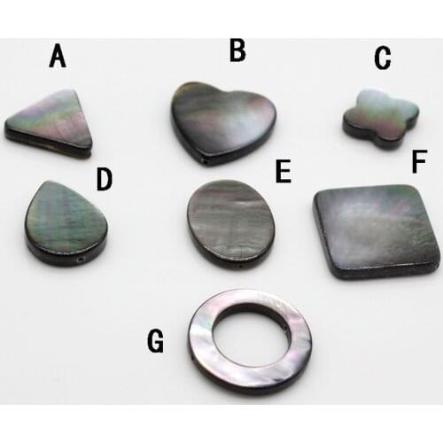 5pcs Natural Black Shell Shaped Love Shell Loose Beads Beads for DIY Fashion Boutique Bracelets Necklaces Earrings Jewelry