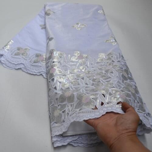 5yards/pc) High quality white African hand cut velvet lace fabric with silver pink sequins embroidery for party dress VLP027