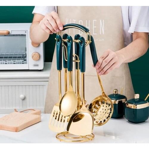 7PCS/SET Kitchen Tool Fashion Stainless Steel Soup Spoon Ceramic handle Spoon European Kitchen Tableware