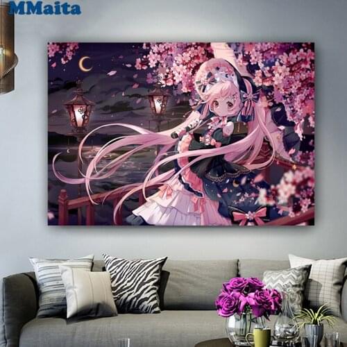 Anime Girl Sakura Diamond Painting Cartoons 5D Diy Full Square Round Rhinestone Embroidery Mosaic Cross Stitch Home Decor GG5500