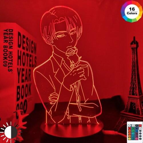 Anime Action Figure Led Night Light Manga Attack on Titan Levi Ackerman Rose for Kid Bedroom Decor Lamp Kawaii Room Decor Light