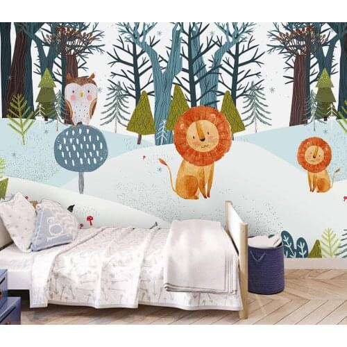 Beibehang Custom modern Hand drawn cartoon forest animals bedroom background papel de parede wallpaper wall papers home decor