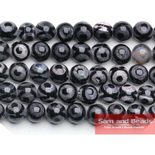 Wholesale 6 8 10 12mm Black Spot Tibetan Mystical Old Agata Eye loose stone jewelry Beads Natural agata beads STMB02