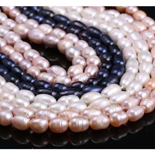 Hot Sale Natural Freshwater Pearl Rice-Shaped Loose Beads 7-8 Mm For Jewelry Making DIY Bracelet Earring Necklace Accessory