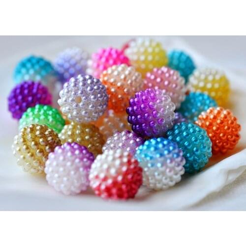 20p 12mm AB color Imitation Pearl Round spacer Loose Beads for DIY headdress clothes Necklace Bracelet Jewelry Making supply