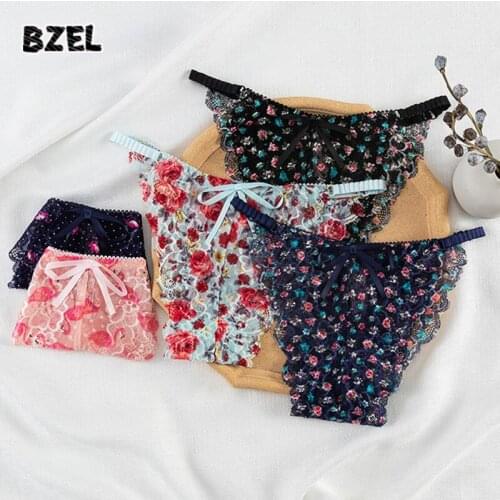 BZEL French Style Sexy Thongs Fashion Hollow Out Ribbon T-Back Sexy Lace Panties Low Waist Seamless Comfort Thong Lady Lingerie