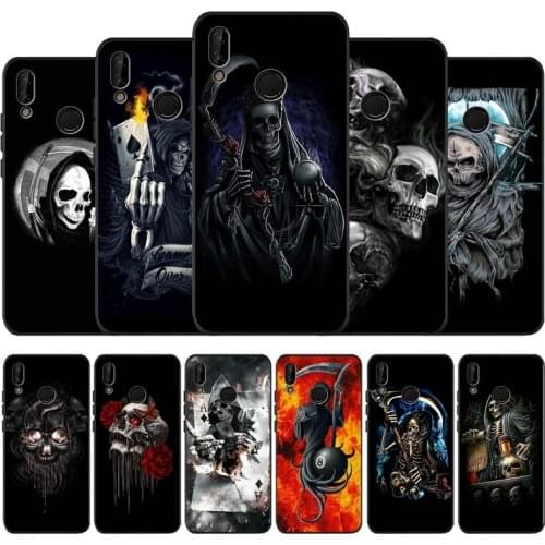 Grim Reaper Skull Skeleton Black Soft Phone Case For Huawei P40 P30 P20 Mate 10 20 30 40 Pro lite Plus P smart 2019 2020 TPU