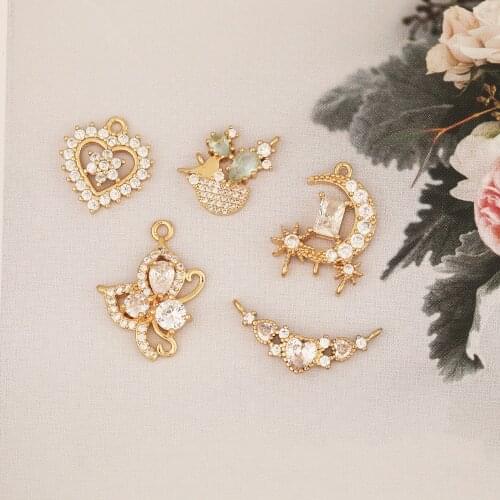 HAOSAW 4Pcs Jewelry Accessories/DIY Making/Pendants/Connectors/Hand Made/CZ Charms/Choose/Jewelry Findings & Components