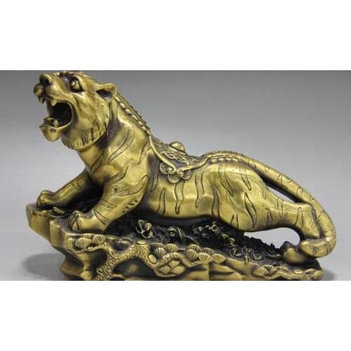 Chinese Palace Brass Copper Feng Shui Evil spirits Money wealth Tiger God Statue