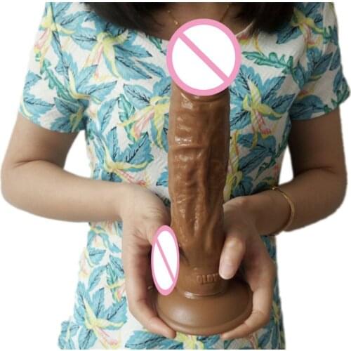 Brown 23cm*4.5cm Long Realistic Dildo Adult Women Lesbian Gay Couple Masturbate Erotic Toy Big Man Anal Plug Penis Suction Cup