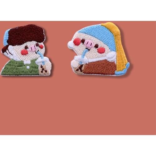 Maxsin 1 Pc High Quality Cute Cartoon Couple Pigs Embroidery Patch For Clothes Jacket Iron On Garment Decoration Appliques DIY
