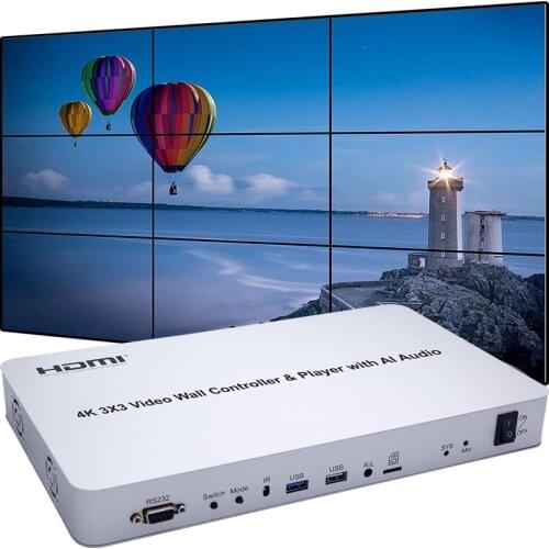 4K 3x3 Intelligent Voice HDMI Video Wall Controller & Player AI Audio 2x4 1x4 Multi Screen Splicing Processor 9 TV Wall Splicer