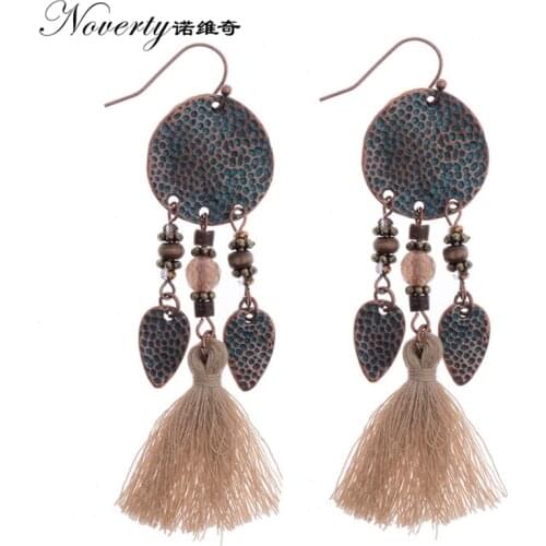 2019 New 1 Pair 80mm Retro Patina Plated Zinc Alloy Bohemian Tassels Earrings for Womens Fashion Jewelry Gifts Date and Party