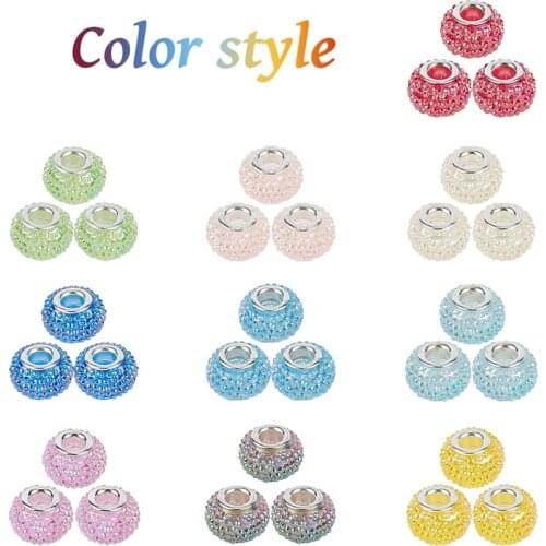 Wholesale 10 Pcs Colors Charms Beads Big Hole Spacer Fit Pandora Bracelet & Necklaces For Women DIY Making Jewelry Accessories