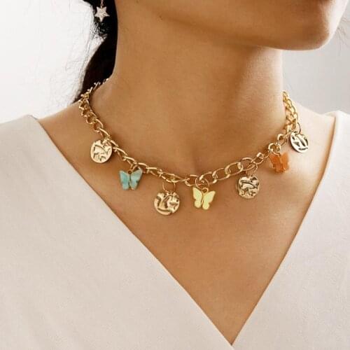 Bohemian Chain Necklaces For Women Gold Color Butterfly Chokers Necklace for Women 2021 Trendy New Jewelry Gifts