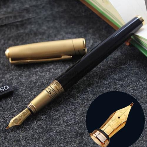 PICASSO 906 FOUNTAIN PEN MEDIUM 0.5MM NIB / BENT 1.0MM NIB BLACK AND GOLDEN