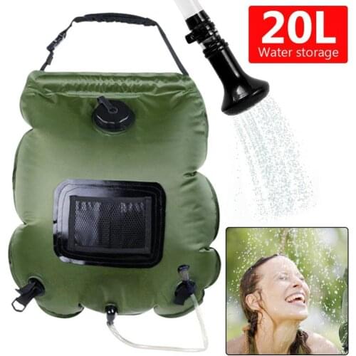Portable 20L Outdoor Shower Bag Foldable Solar Energy Heated Water Bag Camping Travel Hiking Climbing Picnic Water Storage Bag