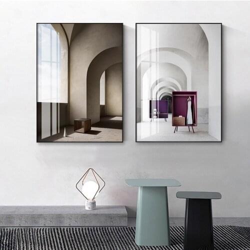 Nordic Structure Arch Space Wall Art Canvas Posters Paintings Print Abstract Building Pictures for Living Room Home Modern Decor