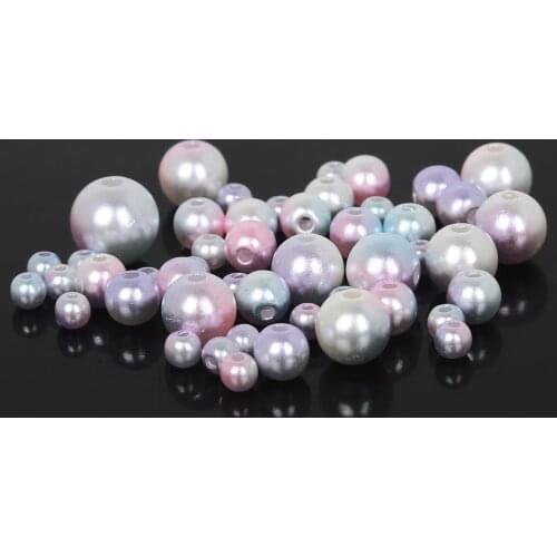 Rainbow Color 50-500Pcs Mixed 4/6/8/10mm Round Imitation Plastic ABS Pearl Beads For Garment Bags Shoes Sewing Accessories DIY