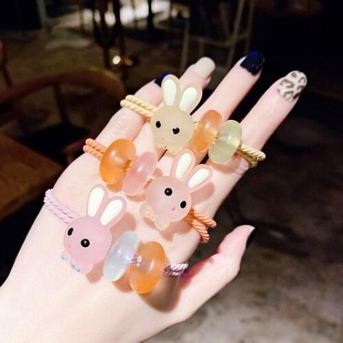 Summer New little rabbit Acrylic Hair Ties Sweet Small Fresh Elastics Ins Accessories Lovely Girl Rope Rubber Hairbands 2021