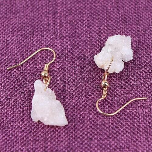 Earring Irregular Crystal Cluster Earrings Stone Earrings Silver Plated Section Original Stone Natural Stone Earrings