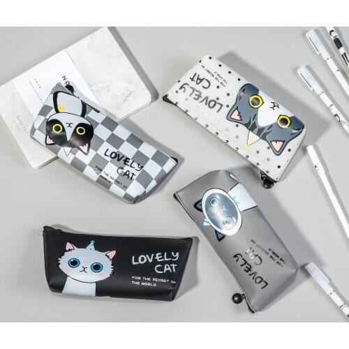 Tomtosh cute cat school stationery pencil bag student pencil bag waterproof stationery bag creative school supplies