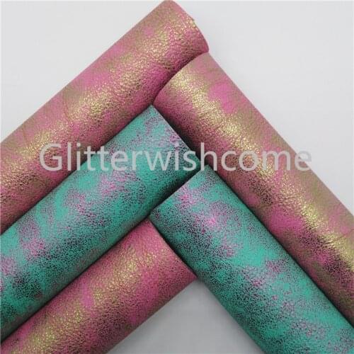 Glitterwishcome 21X29CM A4 Size Vinyl For Bows Vintage Faux leather Fabric, Synthetic Leather Sheets for Bows, GM5085A