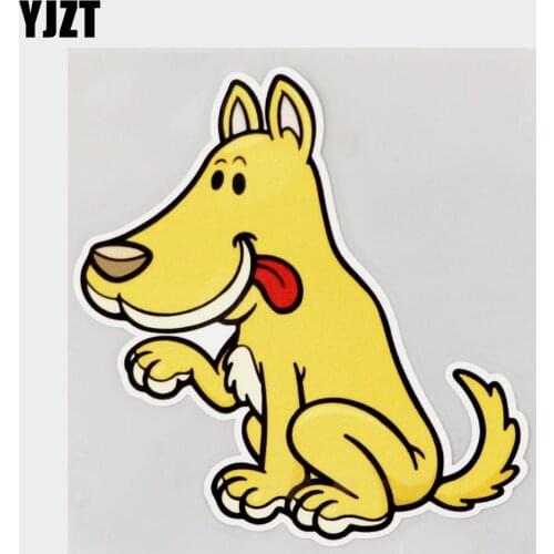 YJZT 11.4CM×12.5CM Funny Dog Sitting Creativity Decal PVC Car Sticker 11C-0281