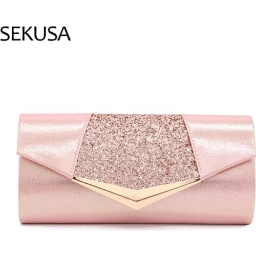 Fashion Evening Bags Metal Chain Shoulder Sequined Cover Ladies Day Clutch Banquet Female Party Handbags