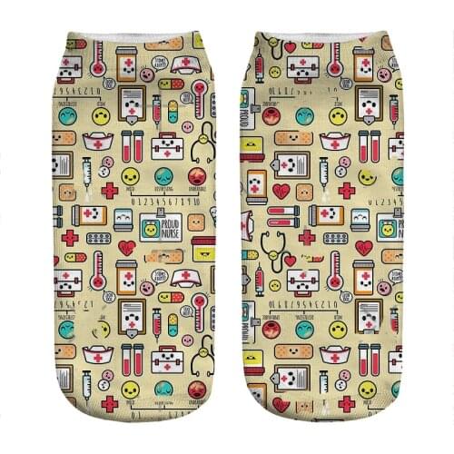 Womens socks kawaii Proud To Be a Nurse Ivory Printed Socks Woman harajuku Happy Funny Novelty cute girl gift Socks for women