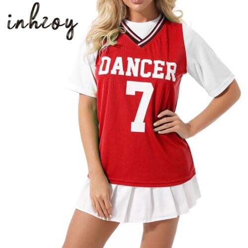 Womens School Girls Musical Party Halloween Cheerleader Costume Fancy Dress Uniform Outfit
