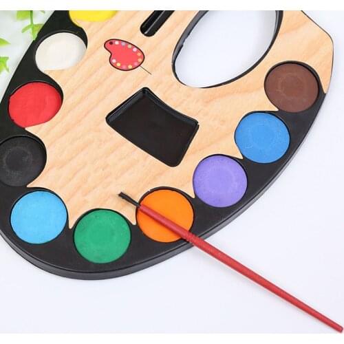1pc 12 Colors Solid Watercolor Paints Set with Paintbrush Portable Drawing Graffiti Tools for Kids Beginner Art Supplies