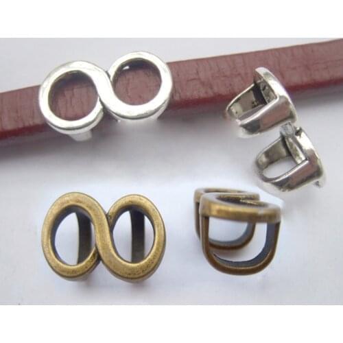 10Pcs Antique Silver Color/Bronze Infinity Licorice Sliders For 10x6mm Leather Bracelet Findings