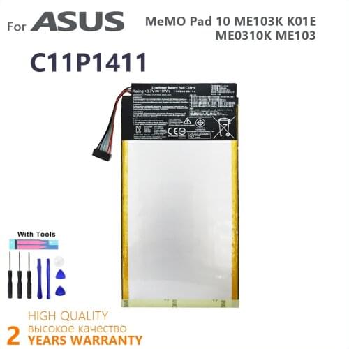100% Original 4980mAh C11P1411 Battery For ASUS MeMO Pad 10 ME103K K01E ME0310K ME103 High Quality Batteries Batteria With Tools