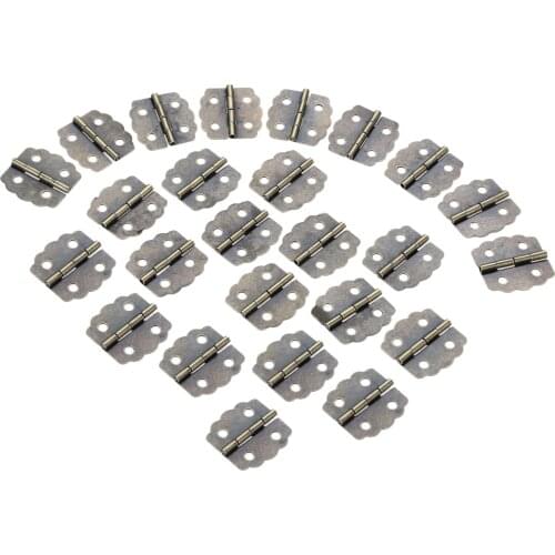 20Pcs 23*23mm Door Cabinet Hinges Antique Bronze Wardrobe Jewelry Wood Box Luggage Hinge Furniture Decoration Hinges with Screws