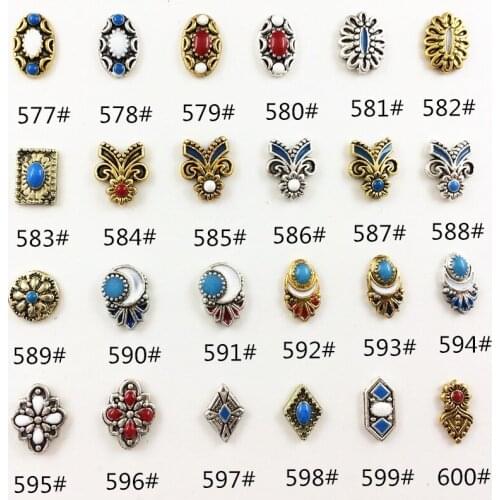 20pcs/pack Japan Korea Alloy Nail Art Retro Painting Oil Oval Crown Rhombus Metal Accessories for Phototherapy Nail Sticker DIY