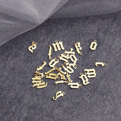 26pcs/Lot Stainless Steel Mirror Polish Gold Color A-Z Alphabet Whole 26 Letters Charm Pendant for DIY Making Necklace Bracelet