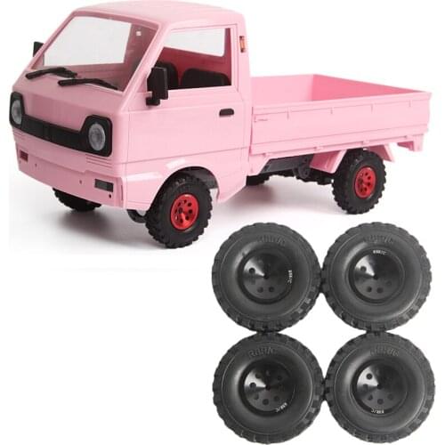 4pcs Metal Wheel Rims Drift Tires Rubber Tires for WPL D12 RC Truck Car Upgraded Parts Accessories