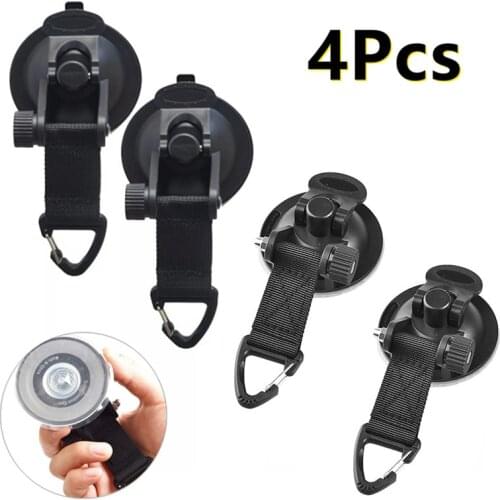 4X Heavy Duty Tie Down Suction Anchor Suction Cup with Strap For Car roof Boat Hook Camping Tarp Tents Securing Hook Universal