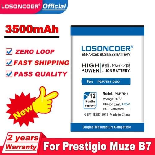 LOSONCOER 3500mAh PSP7511 Batteries For Prestigio Muze B7 PSP7511DUO PSP7511 PSP 7511 DUO Battery+Tracking Number