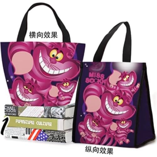 Disney Alice Cheshire cat Anime Figures Cartoon Product Cosplay Accessories Customized Lunch Bag Warm Storage Gifts Unisex